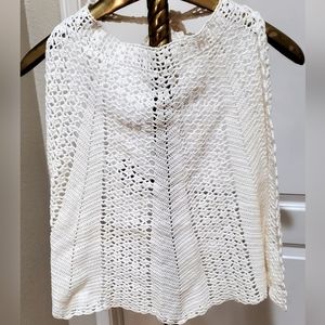 Vintage Off White Hand Crochet Apron